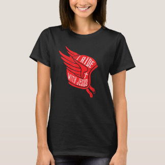 Vintage motorcykel körde hjälm jag kör med Jesus T Shirt