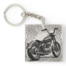 Vintage motorcykel med blomster ram - Retro Biker