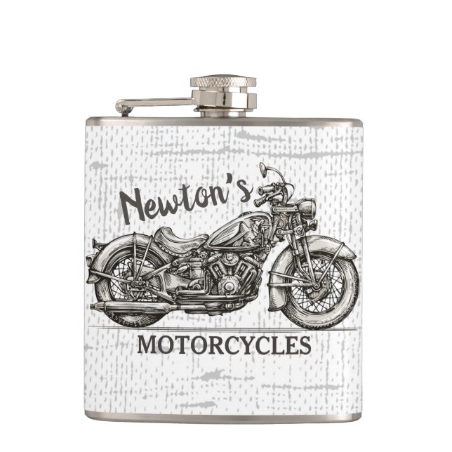 Vintage Motorcykel Personlig NAMN Biker Garage Fickplunta (Framsidan)