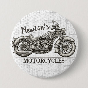 Vintage Motorcykel Personlig NAMN Biker Garage Knapp