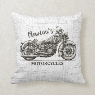 Vintage Motorcykel Personlig NAMN Biker Garage Kudde