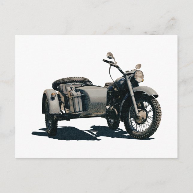 Vintage Motorcykel Teckning Vykort (Framsida)