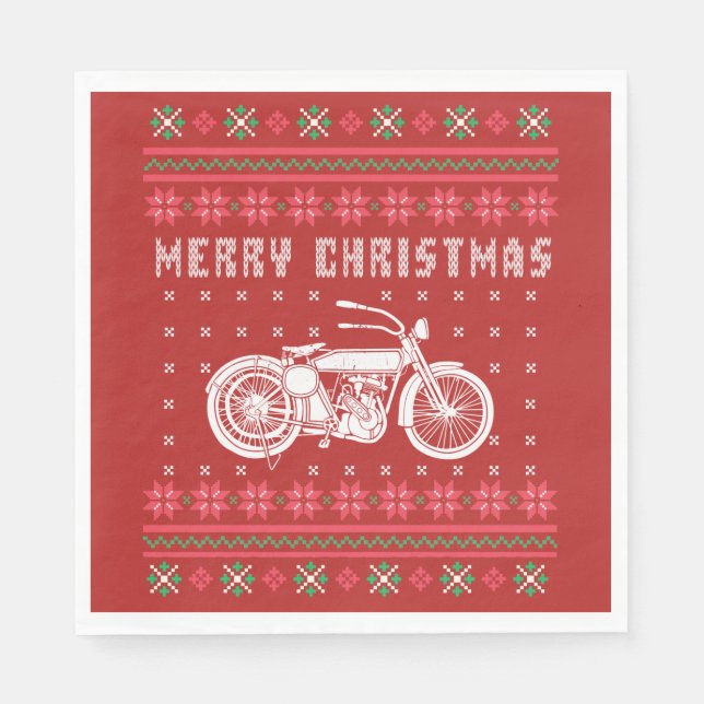 Vintage Motorcykel Ugly jul Sweater Pappersservett (Framsidan)