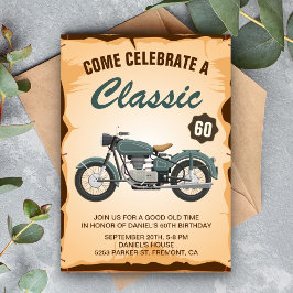 Vintage Motorcykel Vuxen Födelsedagsfest inbjudan