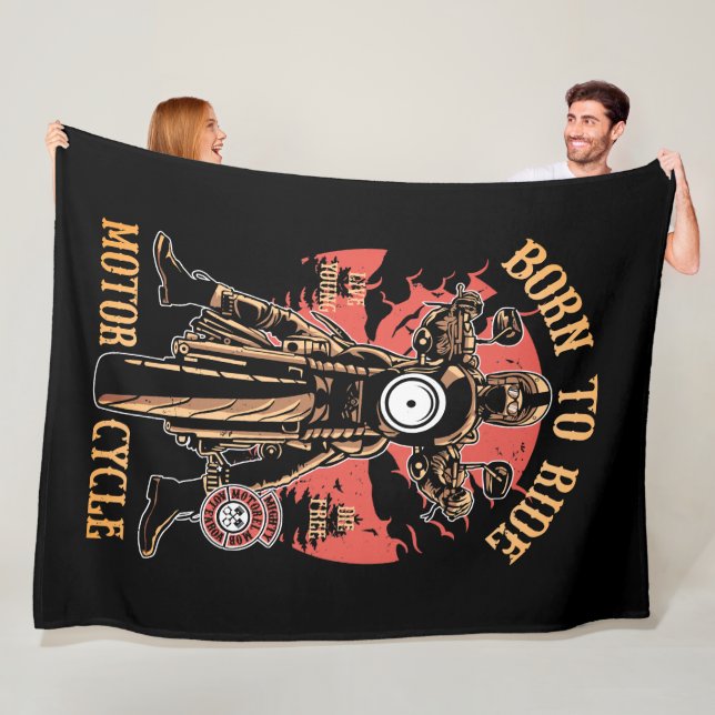 Vintage Motorcykelförare Fleecefilt (På plats)