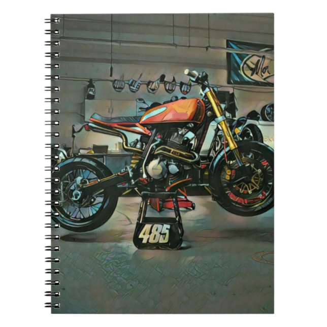 vintage motorcykelgrafik anteckningsbok (Framsidan)