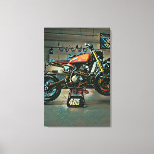 vintage motorcykelgrafik canvastryck