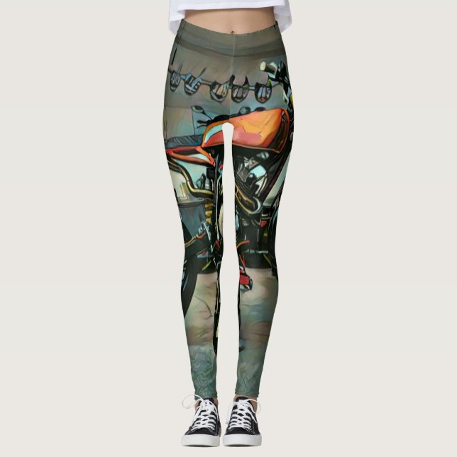 vintage motorcykelgrafik leggings (Framsida)