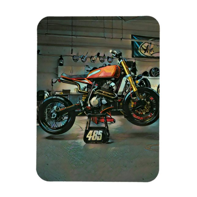vintage motorcykelgrafik magnet (Vertikal)