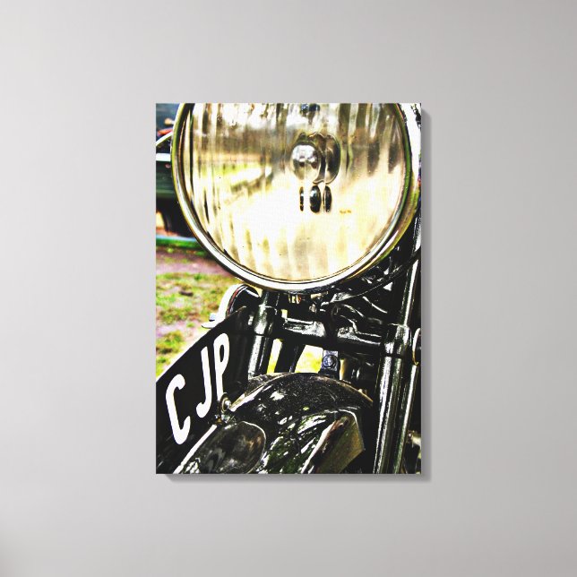 Vintage motorcykelljus och registreringsskylt canvastryck (Framsida)