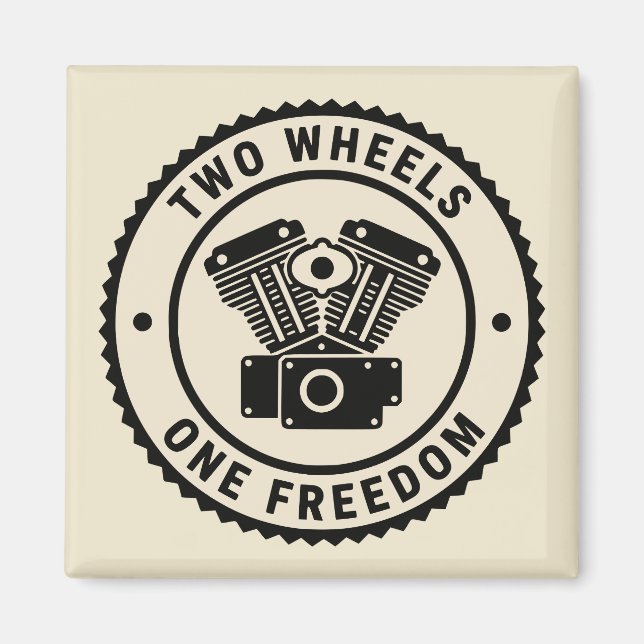 Vintage motorcykelmotor Frihetssymbol Magnet (Framsidan)
