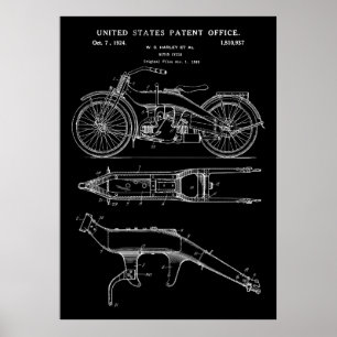 vintage motorcykelpatent 1924 poster