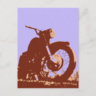 Vintage motorcykelpopart stil vykort