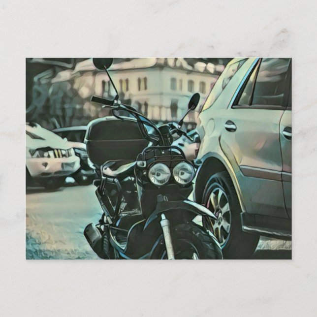 Vintage motorcykelpresent vykort (Framsida)