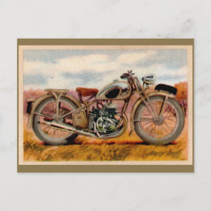 Vintage - motorcykelutskrift vykort
