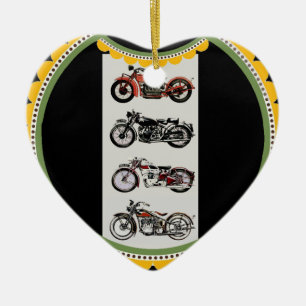 VINTAGE MOTORCYKLAR JULGRANSPRYDNAD KERAMIK
