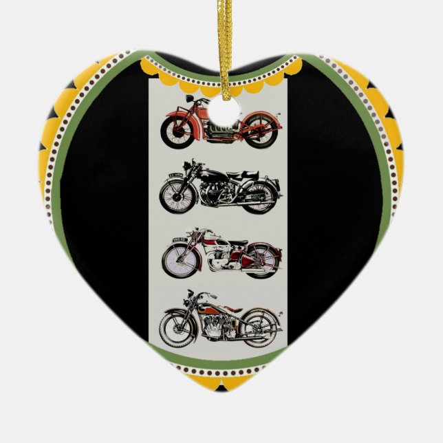 VINTAGE MOTORCYKLAR JULGRANSPRYDNAD KERAMIK (Framsidan)
