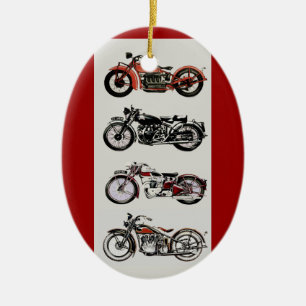 VINTAGE MOTORCYKLAR JULGRANSPRYDNAD KERAMIK