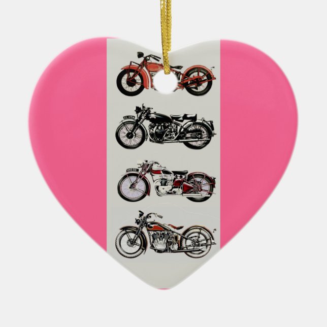 VINTAGE MOTORCYKLAR JULGRANSPRYDNAD KERAMIK (Framsidan)