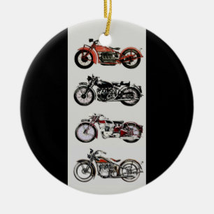 VINTAGE MOTORCYKLAR JULGRANSPRYDNAD KERAMIK