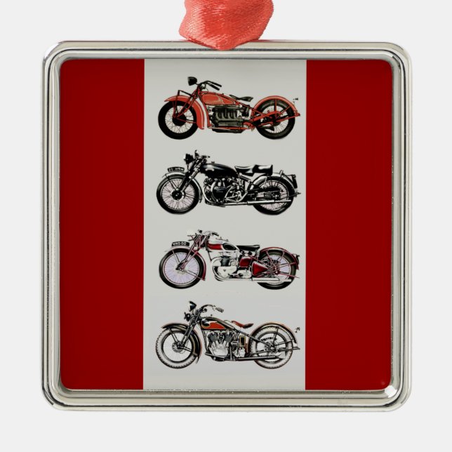 VINTAGE MOTORCYKLAR JULGRANSPRYDNAD METALL (Framsidan)
