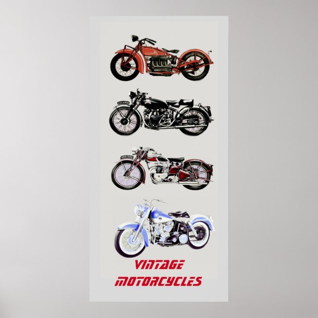 Vintage MOTORCYKLAR Poster (Framsidan)