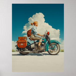 Vintage Motorcyklar Resa Äventyr Poster