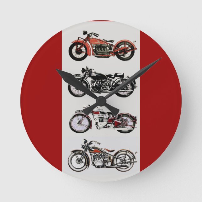 VINTAGE MOTORCYKLAR RUND KLOCKA (Framsida)