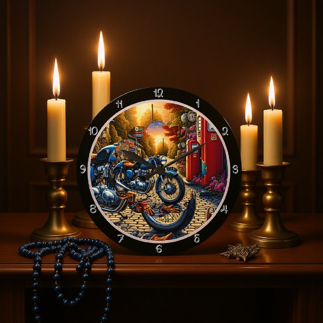 Vintage Motorcyklar Station Stor Klocka (Skapare uppladdad)
