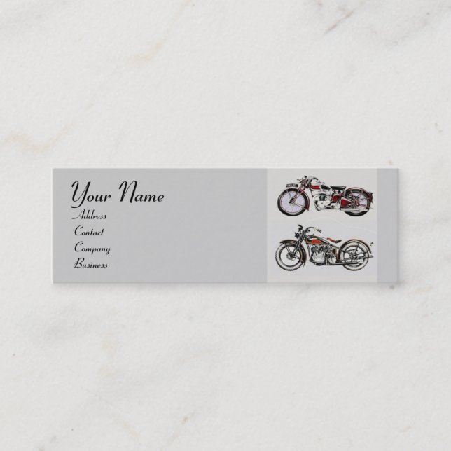 VINTAGE MOTORCYKLES MONOGRAM MINI VISITKORT (Framsida)