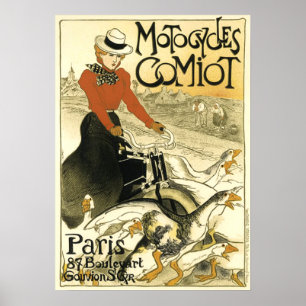 Vintage-motorcykliska comiot poster