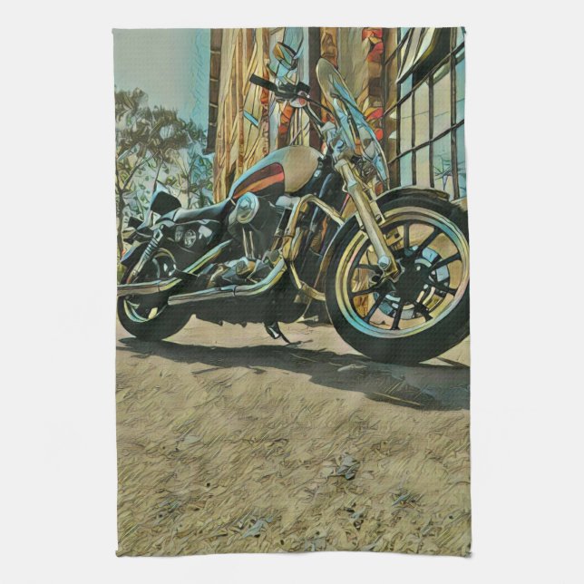 vintage motorcyklist födelsedagspresent kökshandduk (Vertikal)