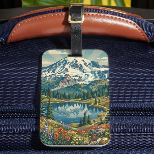 Vintage Mount Rainier nationalpark berg Bagagebricka (Framsida Insitu 2)