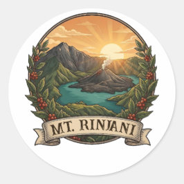Vintage Mount Rinjani Indonesien Vulkan Retro Runt Klistermärke