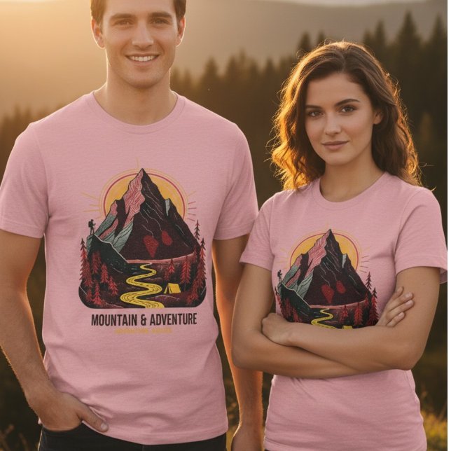 Vintage Mountain Adventure Röd Ton Utomhus T Shirt (Skapare uppladdad)