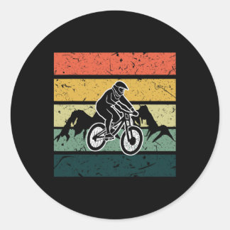 Vintage Mountain Biker Silhouette Biking Cyclist B Runt Klistermärke