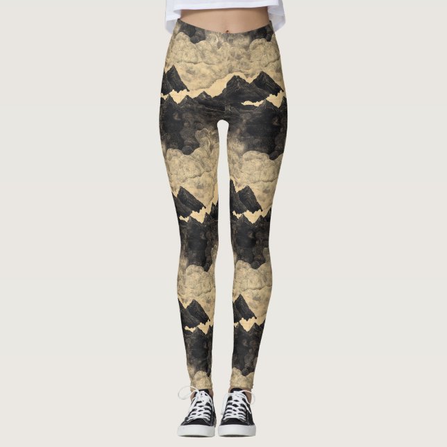 Vintage Mountain Clouds Landscape (2) Leggings (Framsida)