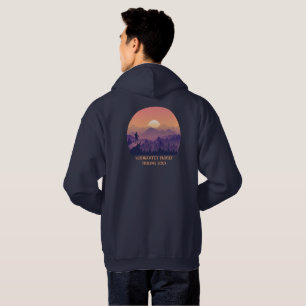 Vintage Mountain Forest Hikers Sunset lila oran Hoodie