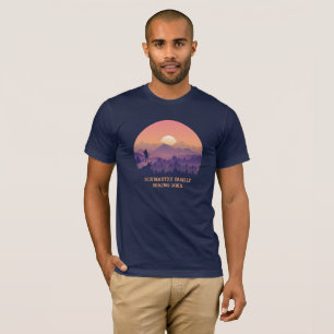 Vintage Mountain Forest Hikers Sunset lila oran T Shirt
