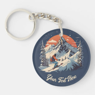 Vintage Mountain Gräs Skiing orange Sunset