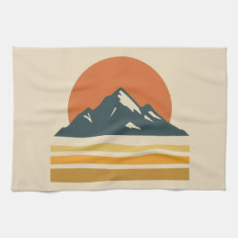 Vintage Mountain Kitchen Towel – Retro Adventure  Kökshandduk