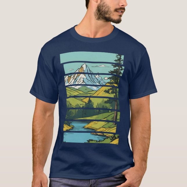 Vintage Mountain Landscape gift T Shirt (Framsida)