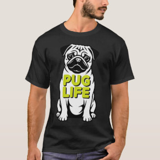 Vintage Mountain Pug Liv Minimalistisk Vektor Kons T Shirt