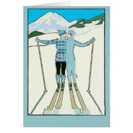 Vintage Mountain Skiing lite Hälsningskort