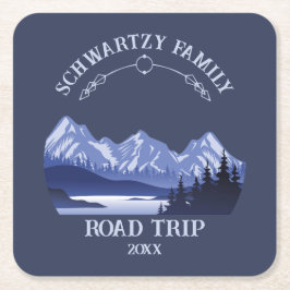 Vintage Mountain Sunset outdoor sjö Retreat blue Underlägg Papper Kvadrat