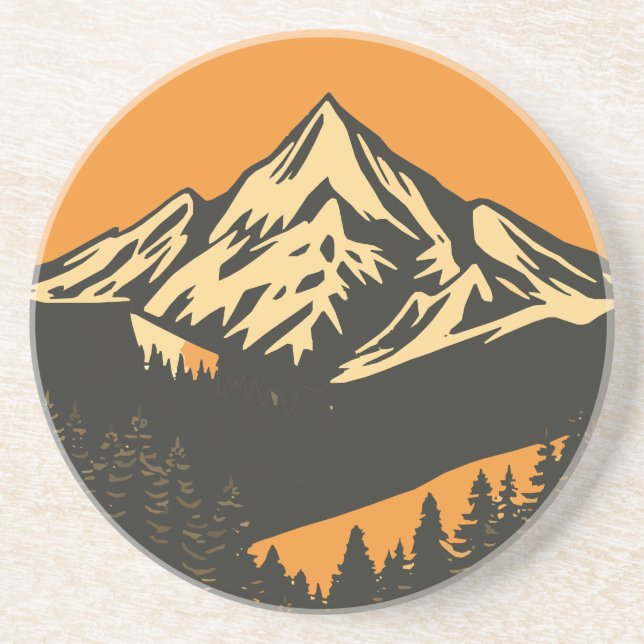 Vintage Mountain Sunset Underlägg (Framsidan)