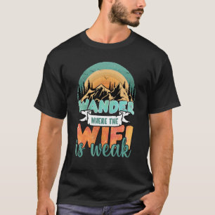 Vintage Mountain Wander där Wifi är Svagt Campin T Shirt