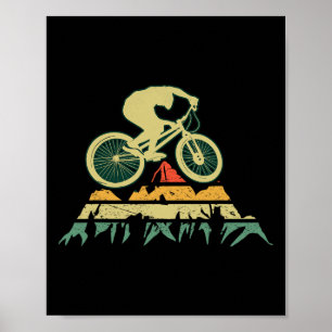 Vintage Mountainbike Silhuett Cyklist B Poster