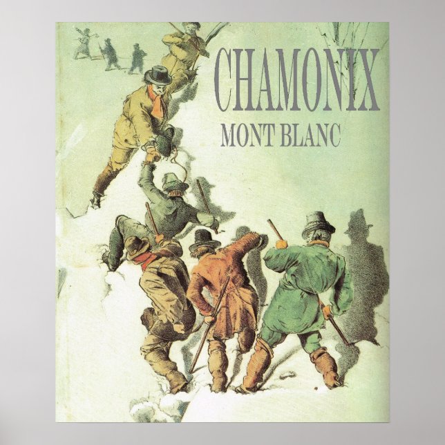 Vintage Mountainering, klätterverk Mt Blanc Poster (Framsidan)