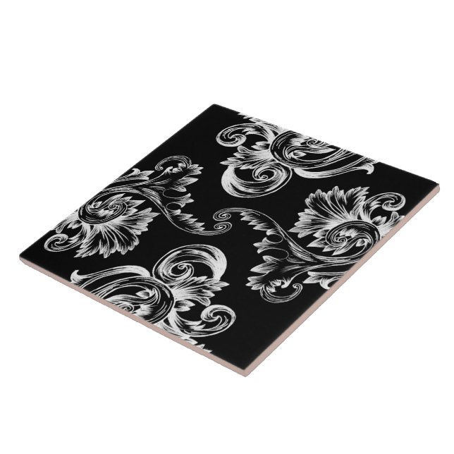 Vintage Mourish (vit) Kakelplatta (Sidan)